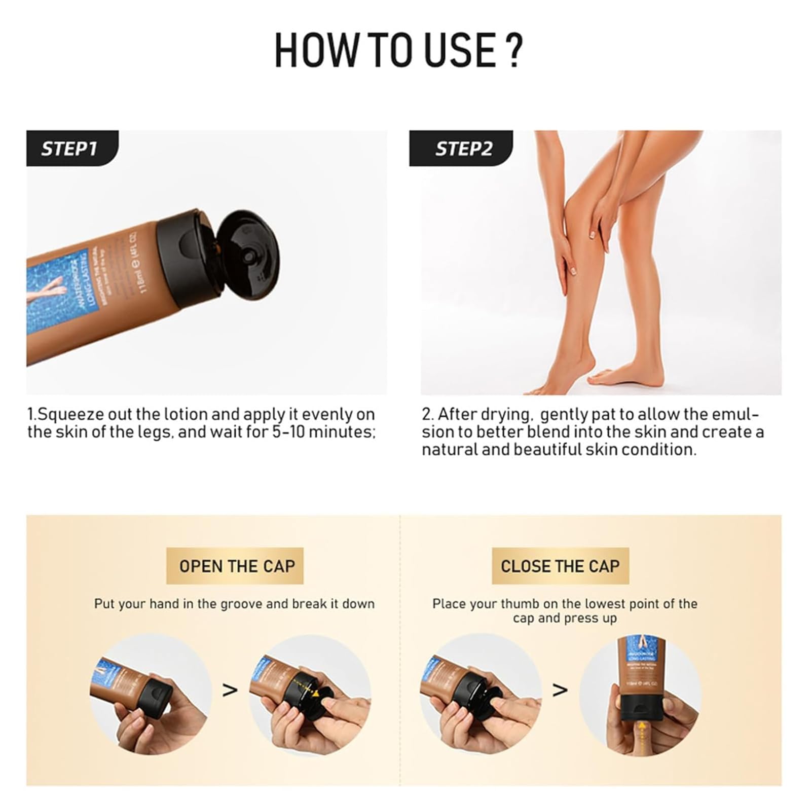 Trucco per le gambe impermeabile senza trasferimento, lozione per il trucco delle gambe, trucco per coprire le vene delle gambe, Trucco per coprire la cicatrice del corpo (#2)