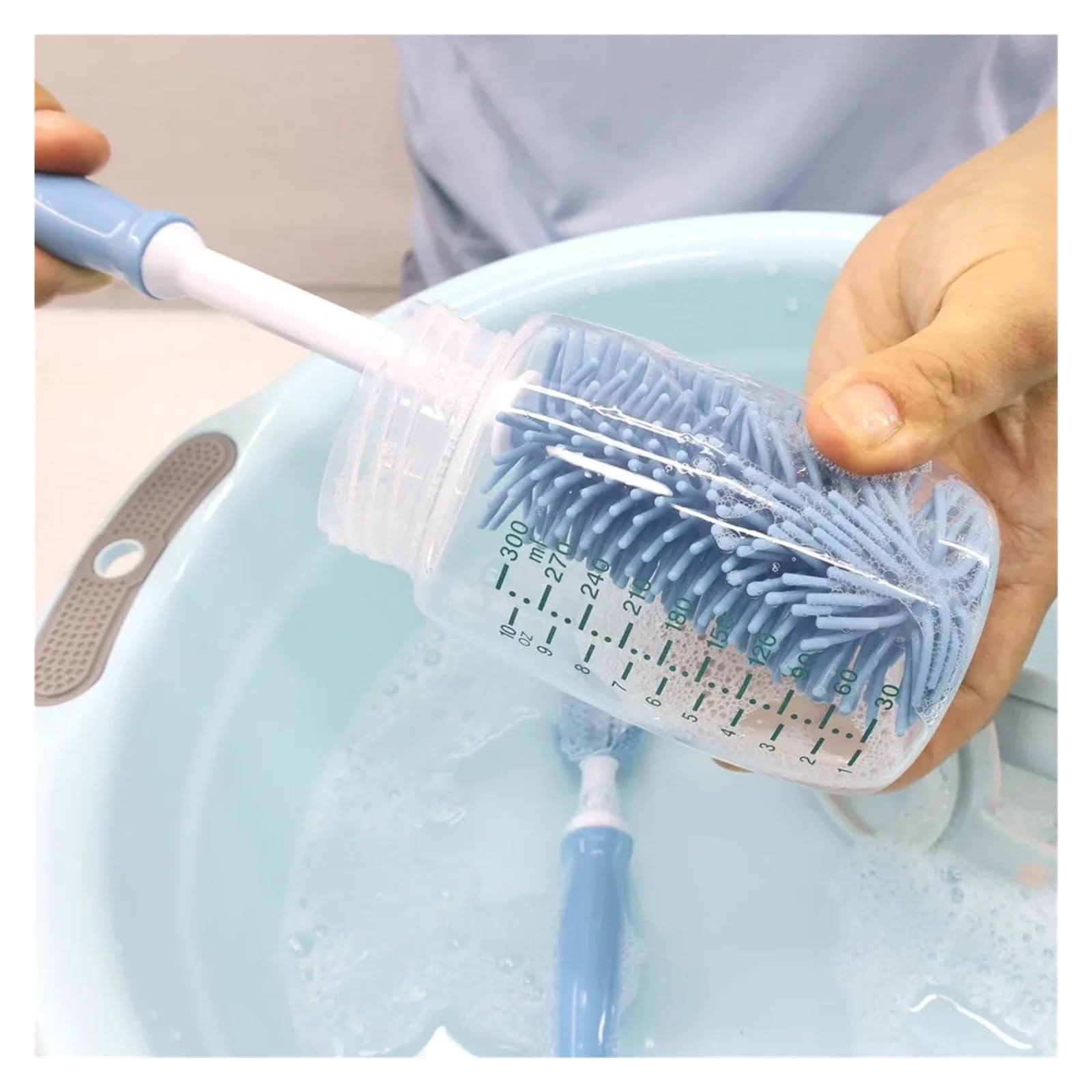 Flaschenreinigungsbürste aus Silikon | 12-Zoll-Wasserflaschenreiniger mit langem Griff, geeignet for Babyflaschen und Sportflaschen