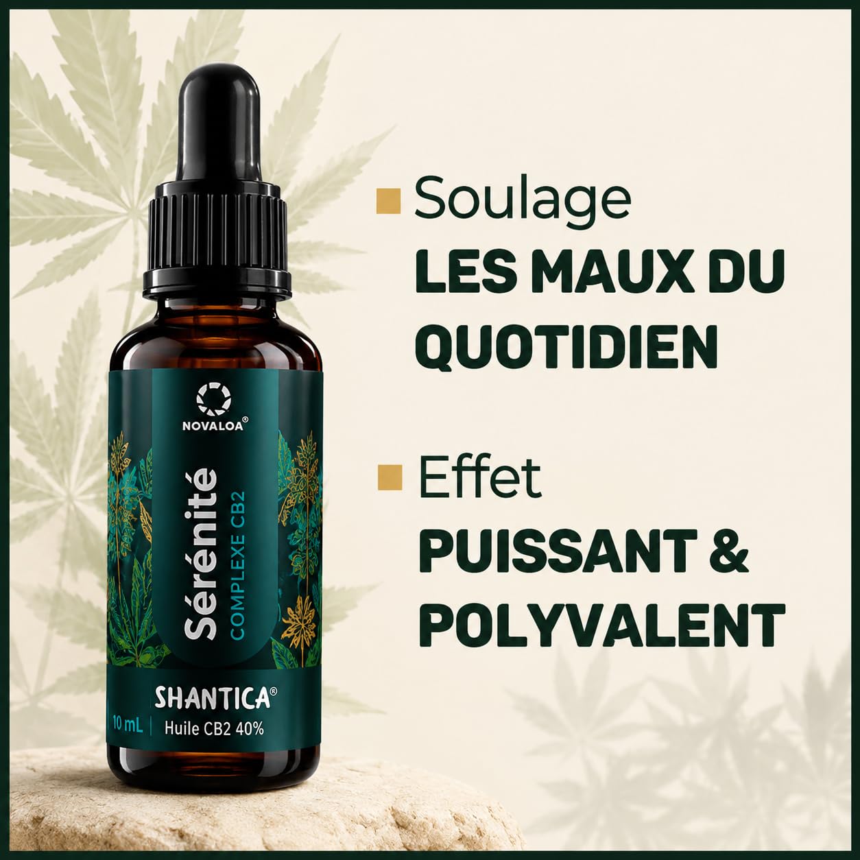 Laboratoire – Huile Sérénité Complexe CB2® 40% – Sans CBD Sans THC – 10 ml – Saveur Nature
