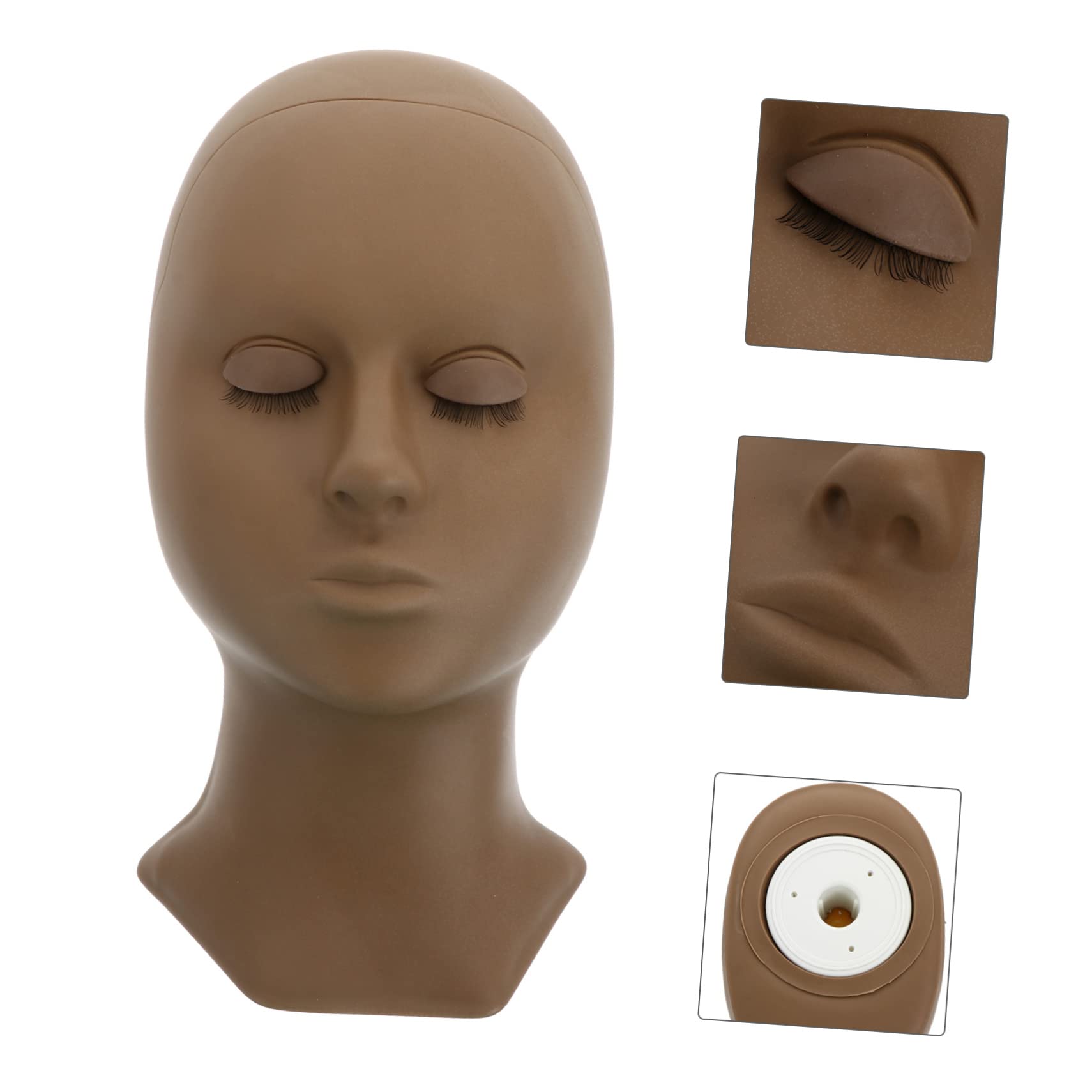 VICASKY Pestañas Cabeza de Ejercicio Con Palpados Maniquí Para Extensión De Pestañas Cosméticos Ayuda De Entrenamiento Para El Hogar O Salón Incluye Cabeza Y Párpados