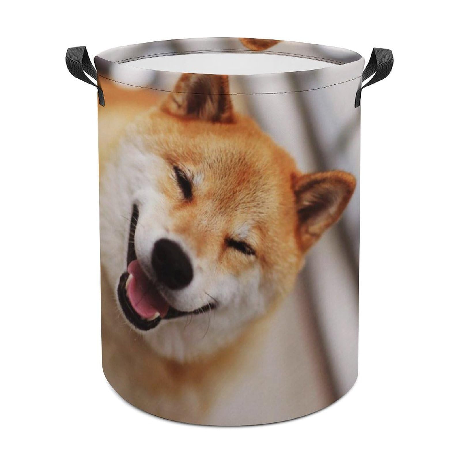 Lyfthologen Laundry Hamper, Smile Shiba Inu Laundry Basket, Washing Basket with Handle