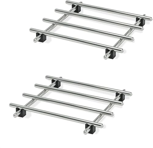 Juego de 2 salvamanteles de metal para platos calientes, juego de salvamanteles de acero inoxidable, 7 x 7 pulgadas, resistente al calor y al óxido,