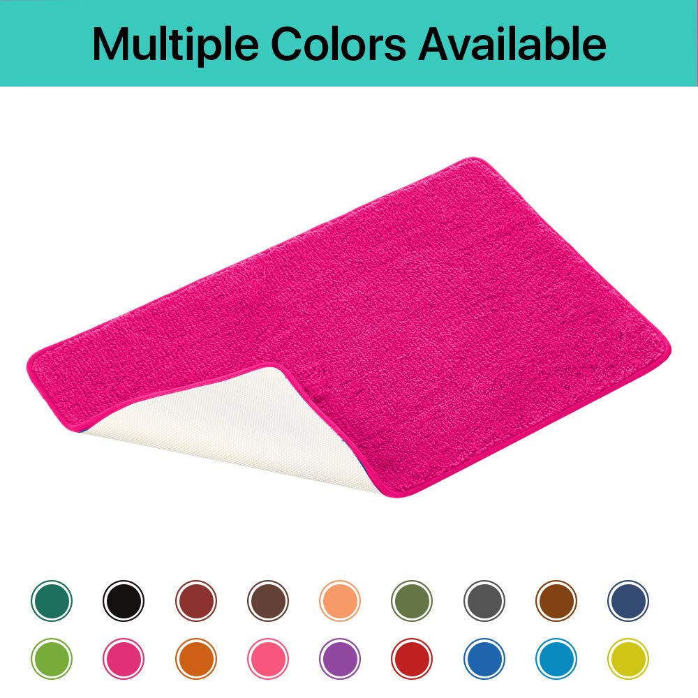 Ben&Jonah Simple Elegance 3 Piece Bath Rug Set: 1 Bath Rug (18" x 30"), 1 Contour Mat (18" x 18") and 1 Toilet Seat Cover (APX 18" x 18") - Neon Pink