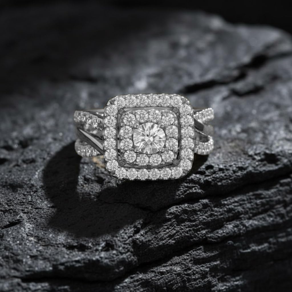 1 Carat Diamond Cushion Shape Engagement Ring Band in 14K Gold