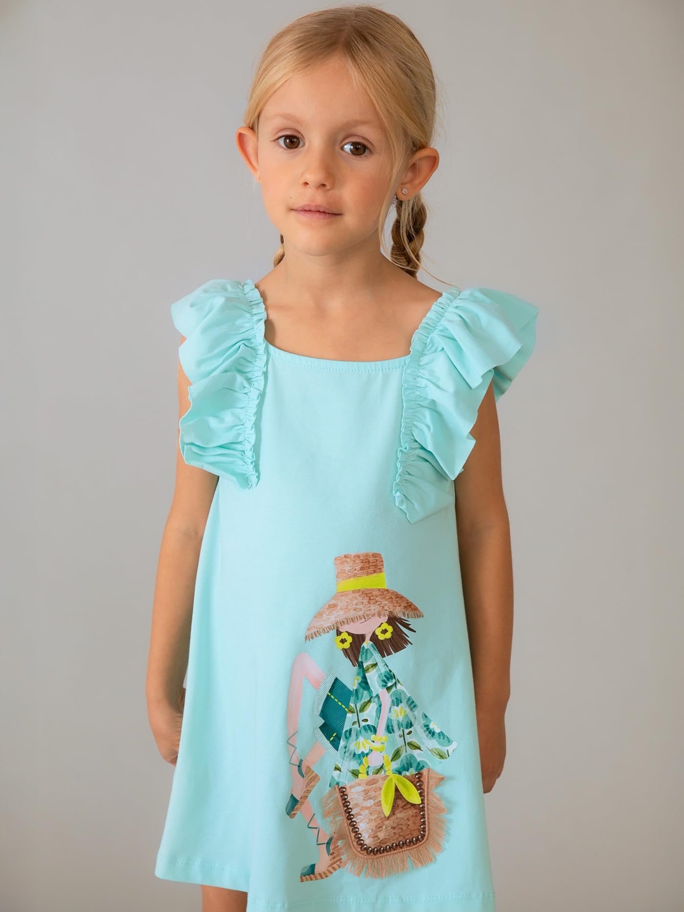 Mayoral Vestido Punto Volantes para niña Geranio