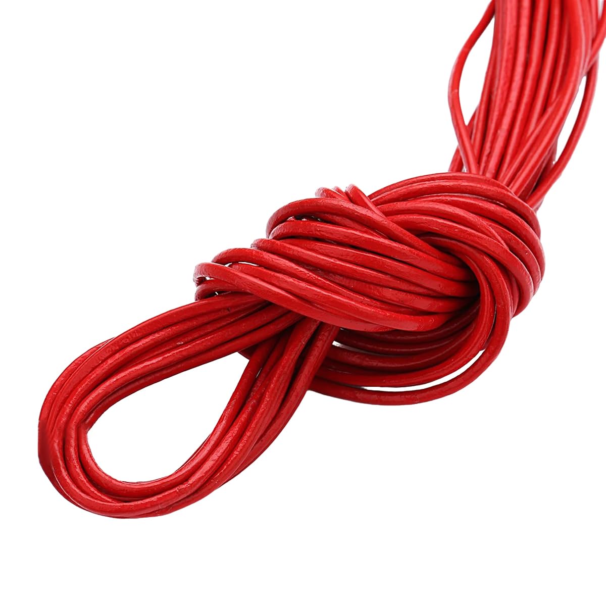 Cuerda de cuero de 2 mm fina, cordón redondo rojo para hacer abalorios y manualidades
