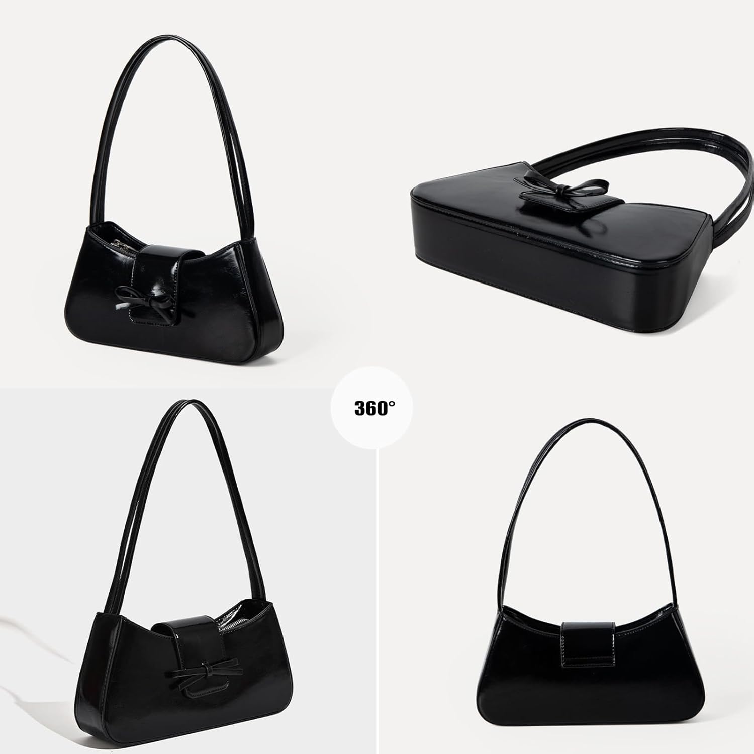 Shoulder Bags for Women,Coquette Bow Purse Trendy Y2K Purse PU Leather Hobo Handbag Cute Bag - Image 4