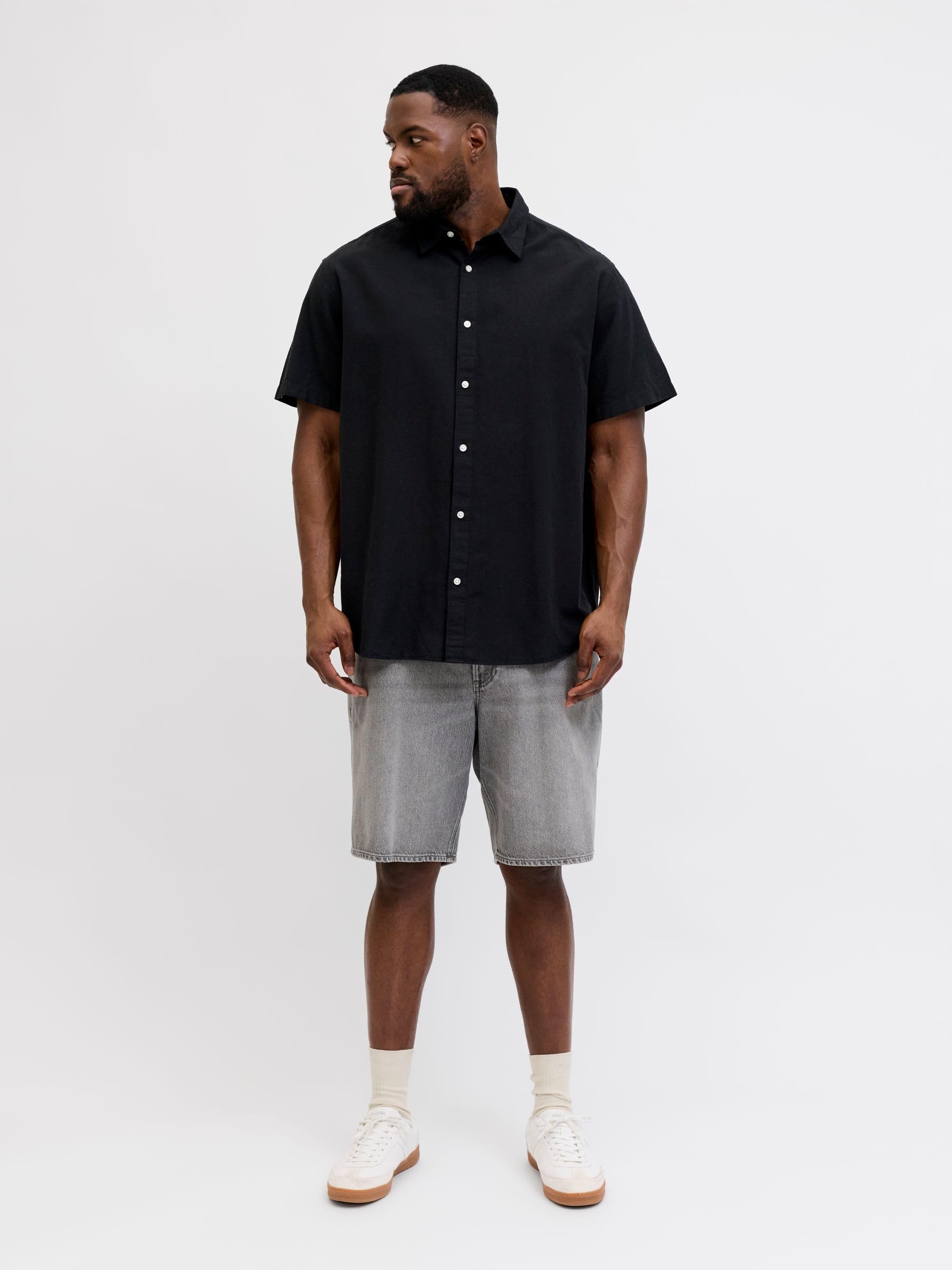 Jack & Jones Herren Jjebreeze Linen Blend Shirt S/S Sn Pls Jjebreeze Linen Blend Shirt S/S Sn Pls (1er Pack)
