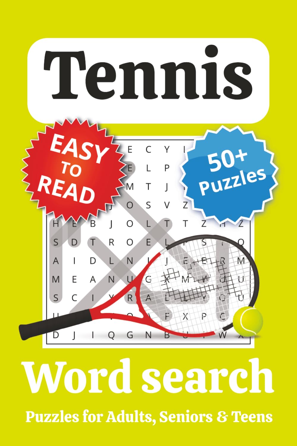 Tennis Word Search Puzzle Book: Word Searches with Easy to Read Print about Tennis | 6x9 inches, 110 pages | 50+ Puzzles