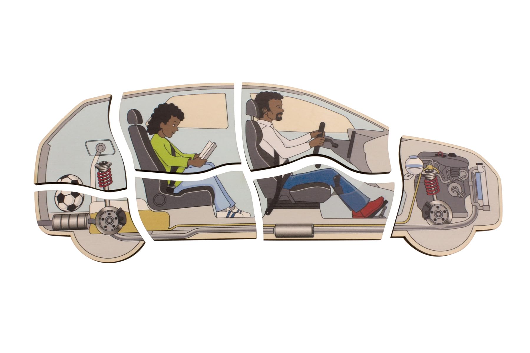 Beleduc Puzzle de couches de voiture, puzzle éducatif en bois 5 couches - Jouet motricité dès 4 ans - Montessori - Construction véhicule