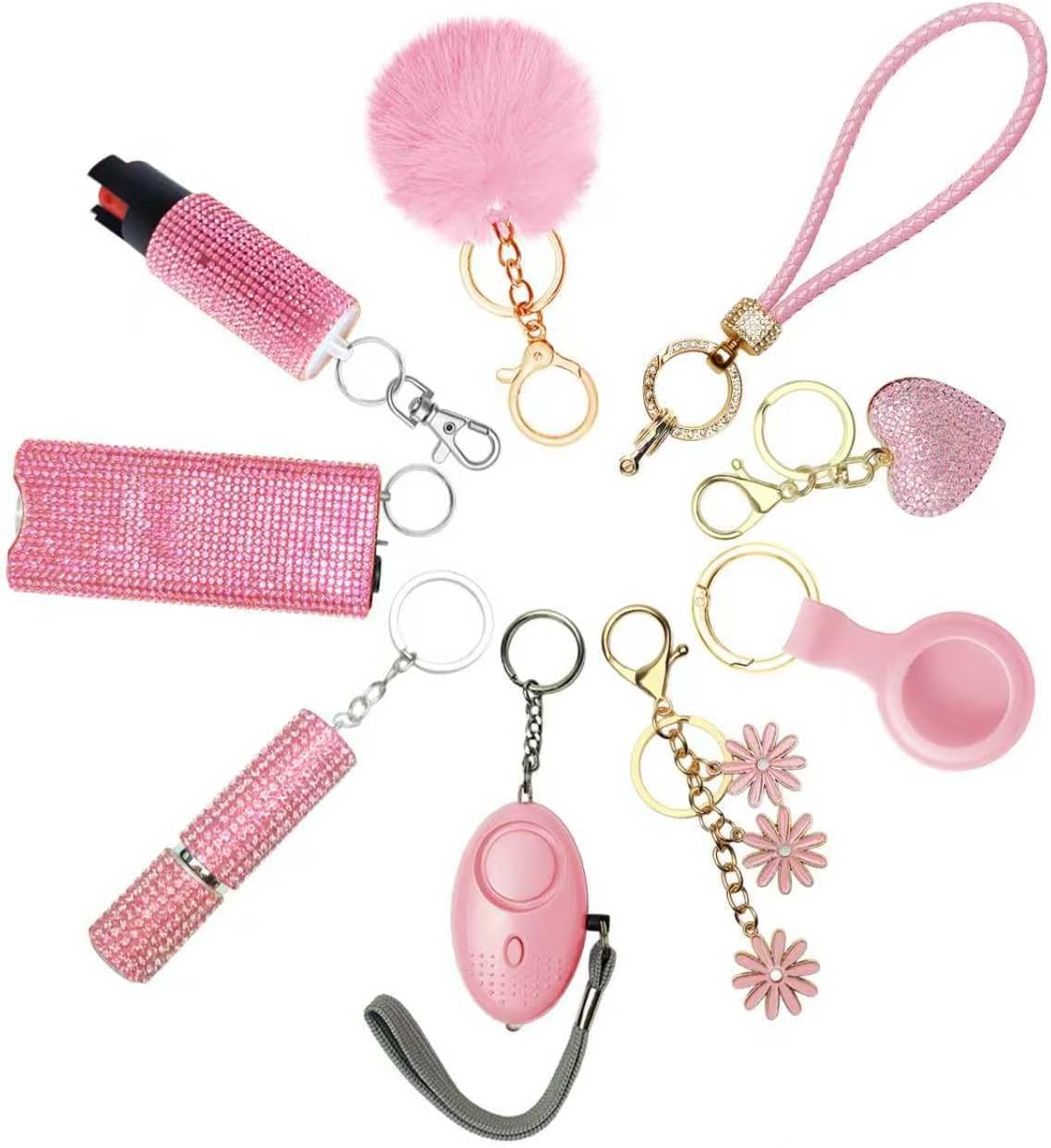 Wristlet Keychain Set for Women with AirTag Holder Case Pompom Adorable Keychain Accessories