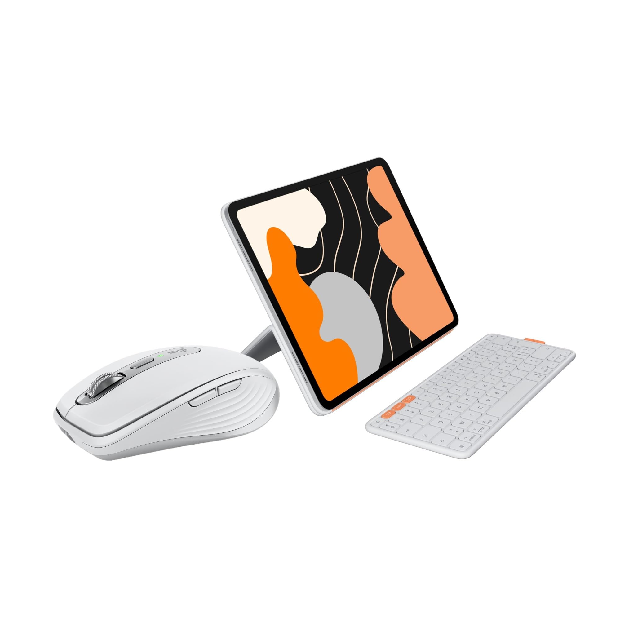 Logitech MX Anywhere 3S for Mac, kompakte kabellose Bluetooth-Maus, 8K-DPI-Abtastung auf jeder Fläche, Flip Folio, Tastatur-Case für iPad Pro 13 Zoll (M4) iPad Air 13 Zoll (M2 und M3), DEU QWERTZ