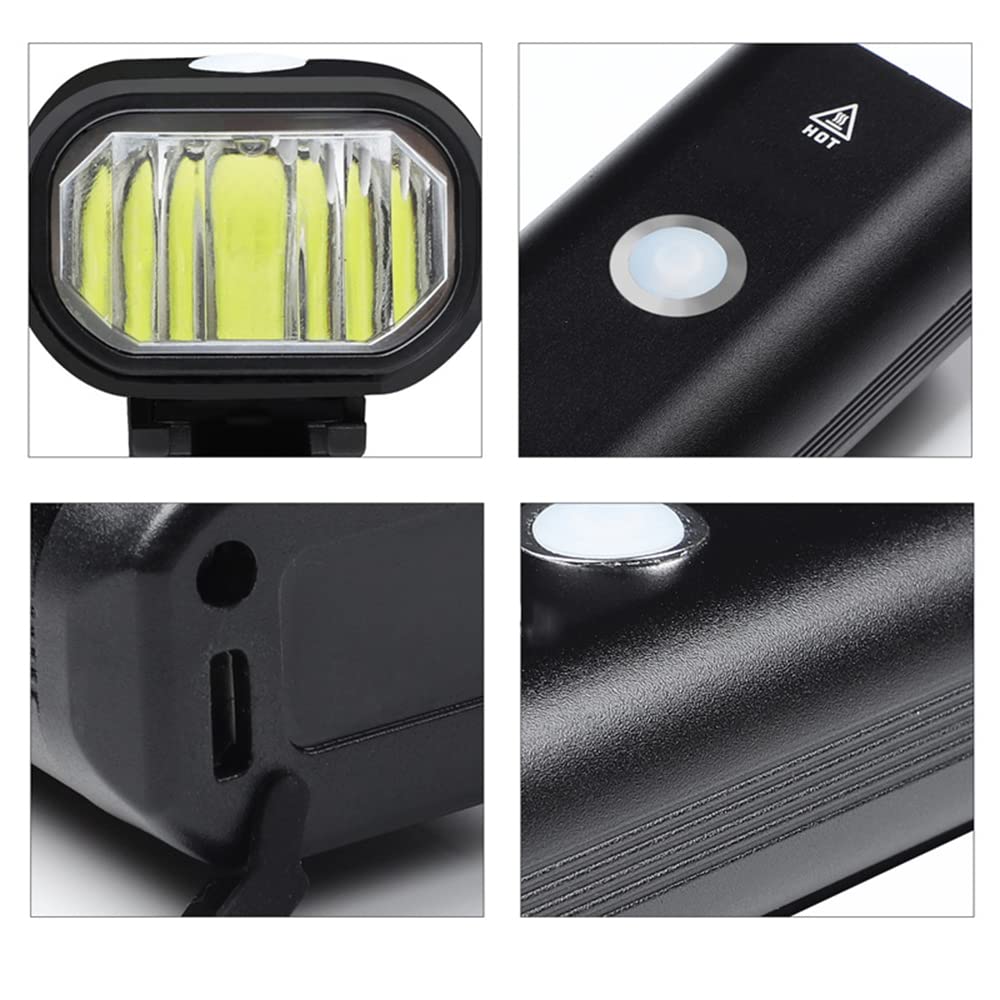 Faro Anteriore a LED per Bicicletta, Ricaricabile Tramite USB, con 3-5 modalità di Funzionamento, Torcia di Sicurezza con Luce di Segnalazione.