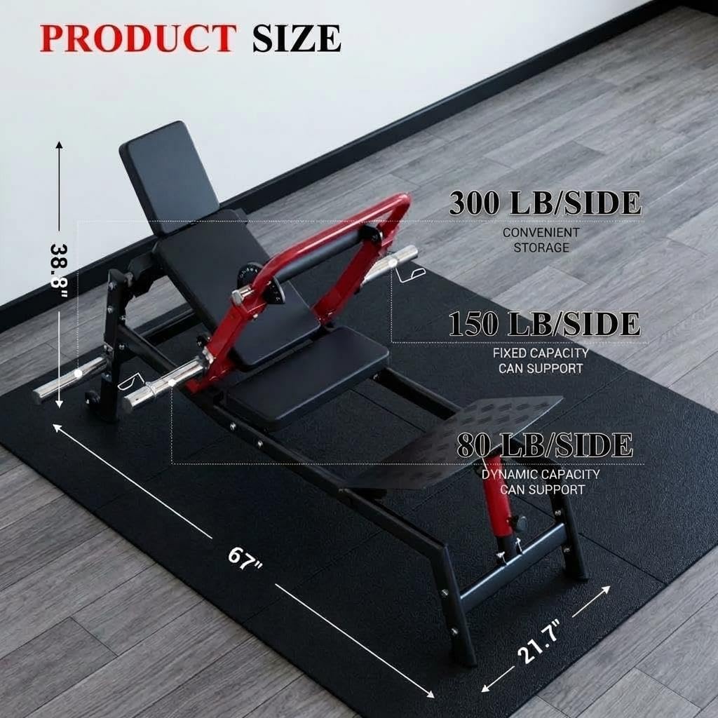 Hip Thrust Machine, 900LBS Capacity Plate-Loaded Glute Bridge Machine with Adjustable Footboard & Safety Bar, Heavy Duty Butt Builder for Home Gym