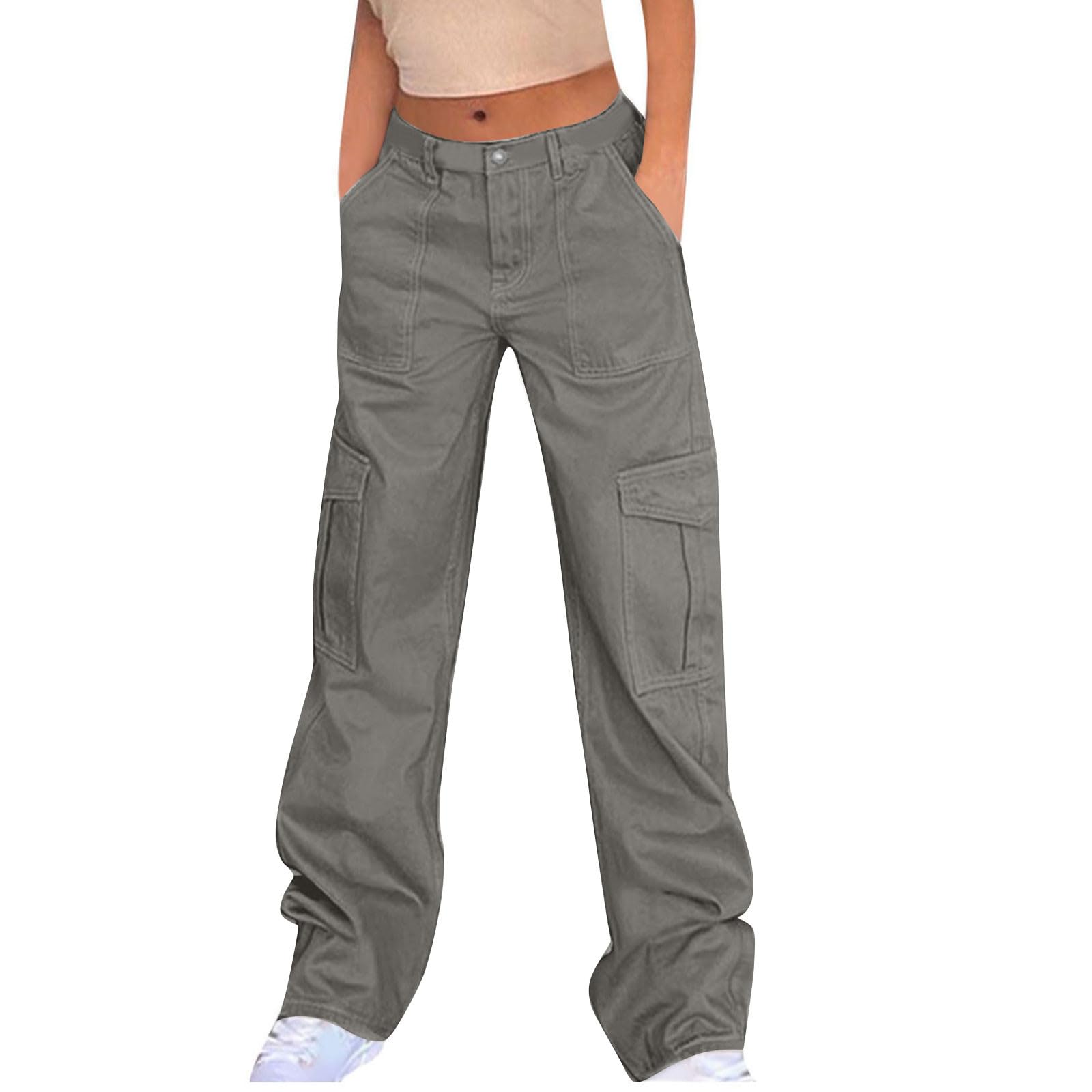 Cargo Pants for Women High Waisted Pants Baggy Stretchy Wide Leg Y2K Streetwear Multiple Pockets Fashion Cargo Jeans