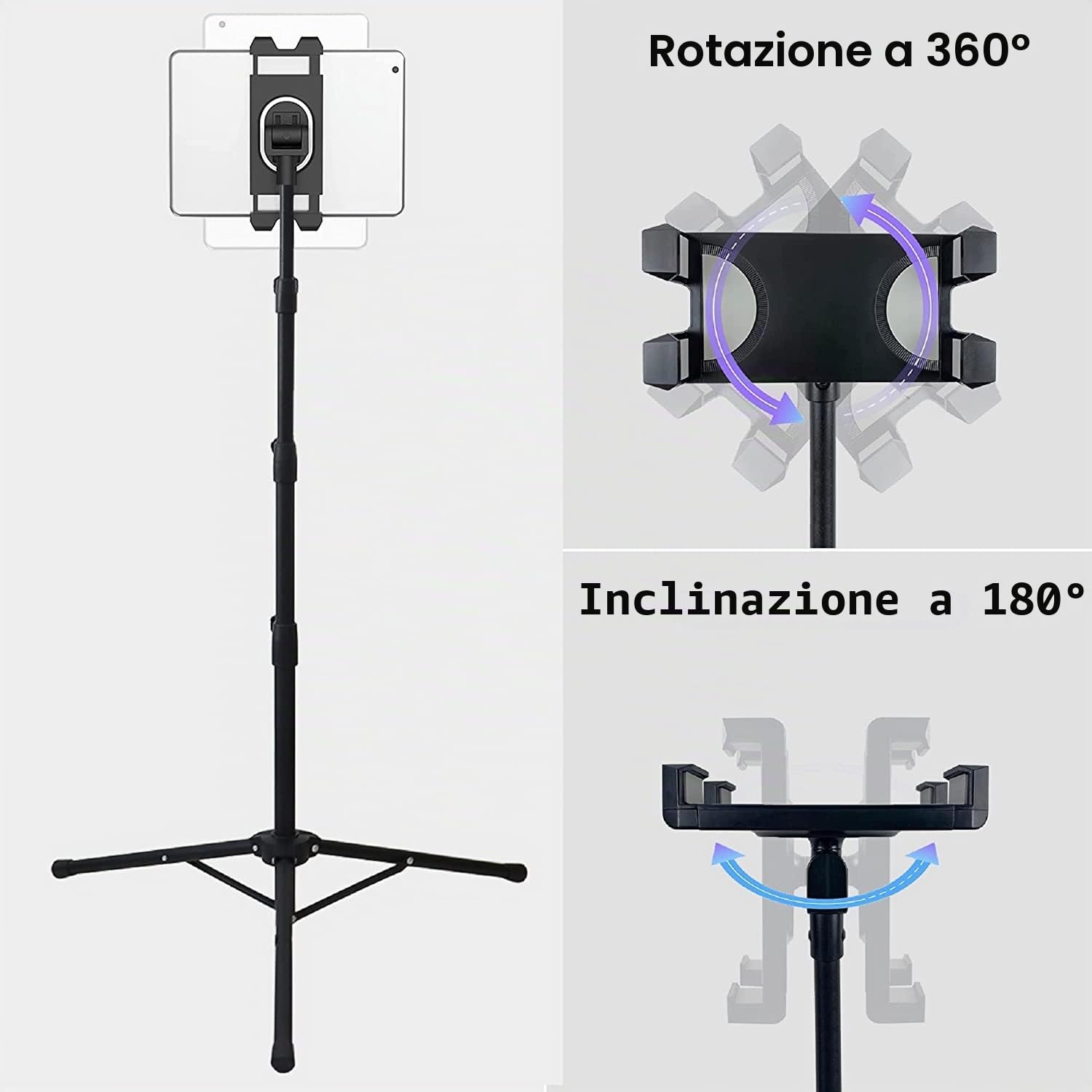 Supporto da pavimento per iPad, iPad Mini e altri tablet (5,5-12,9" pollice)