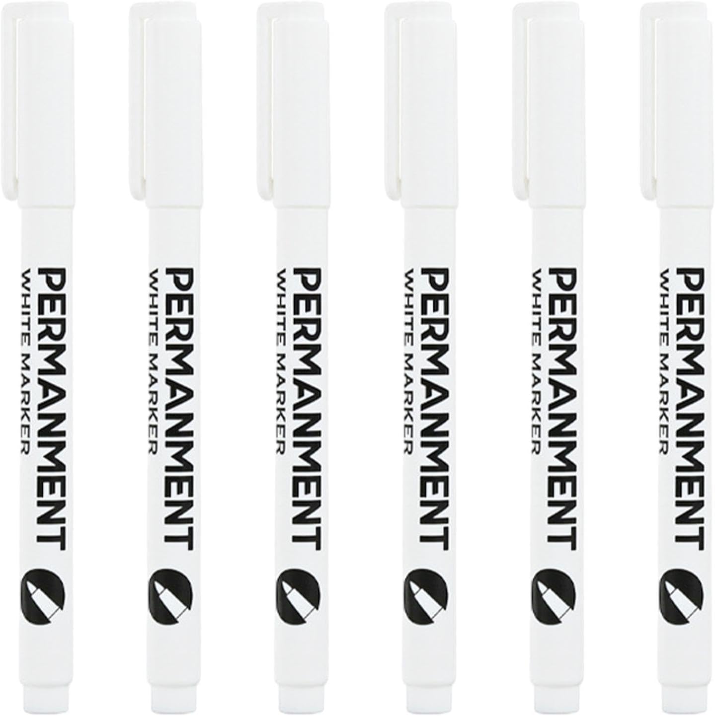 6pcs White Permanent Marker Pen, Waterproof White Ink White Paint Pen