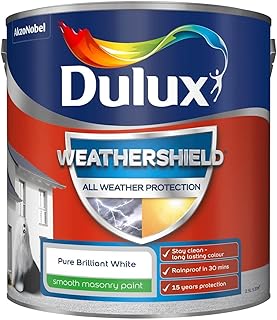 Dulux Weathershield Smooth Masonry Paint - Pure Brilliant White - 2.5L
