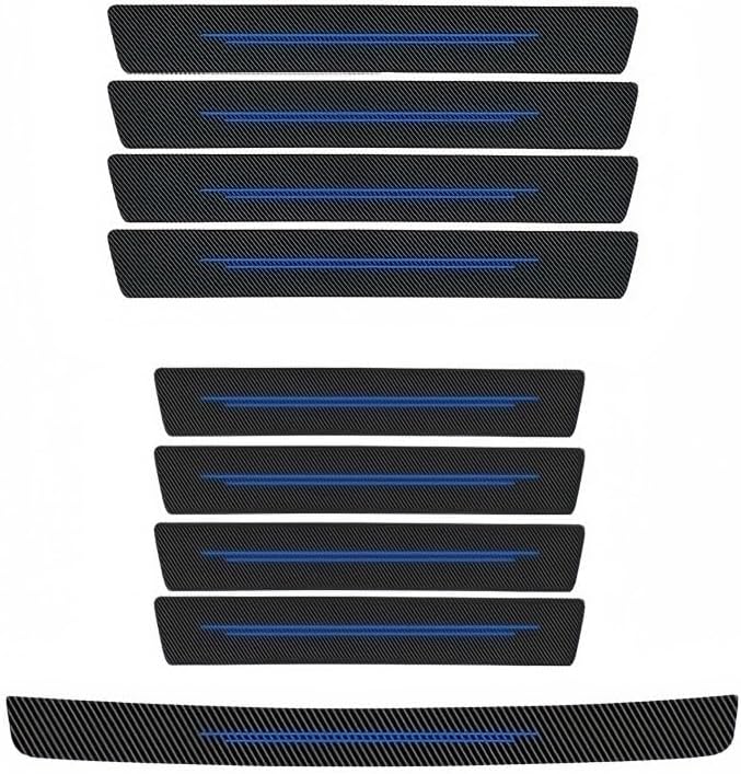 9PCS Car Door Sill Protector Rear Bumper Protector for Toyota Highlander 2020-2023 2024 2025, Carbon Fiber Wrap Scratch Protection Car Door Edge Guards(E)