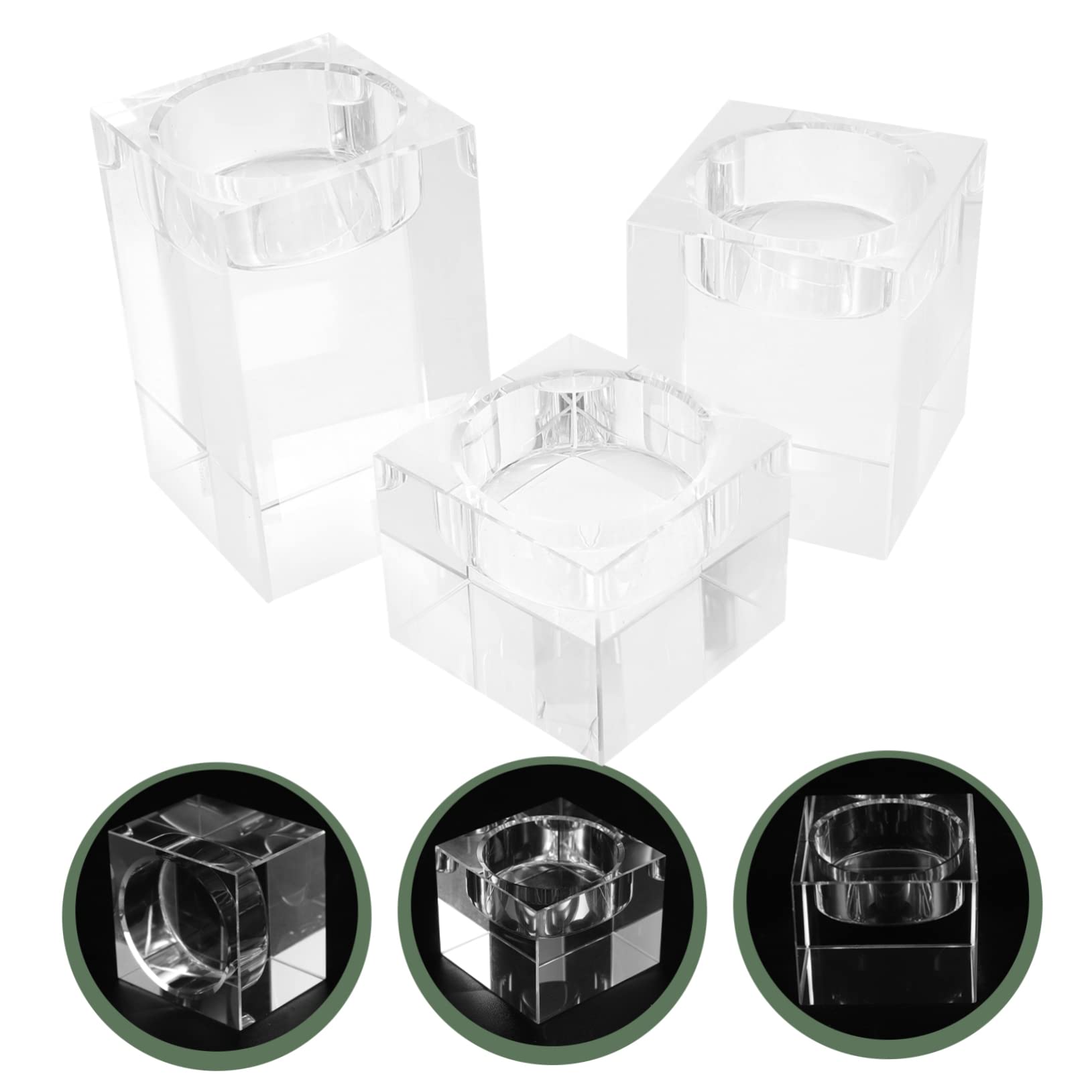 Portavelas de Té de Cristal 3 Piezas para Mesa y Bodas