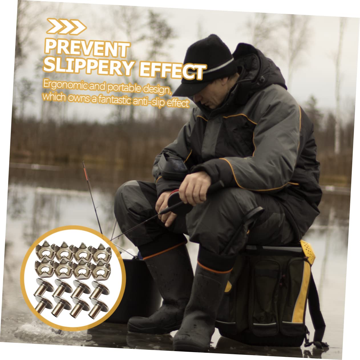 FRCOLOR Ice Shoe Grips 100pcs Shoes Ice Cleats Stainless Steel Spikes Slip-Resistant for Boots Snowfield Hiking Climbing