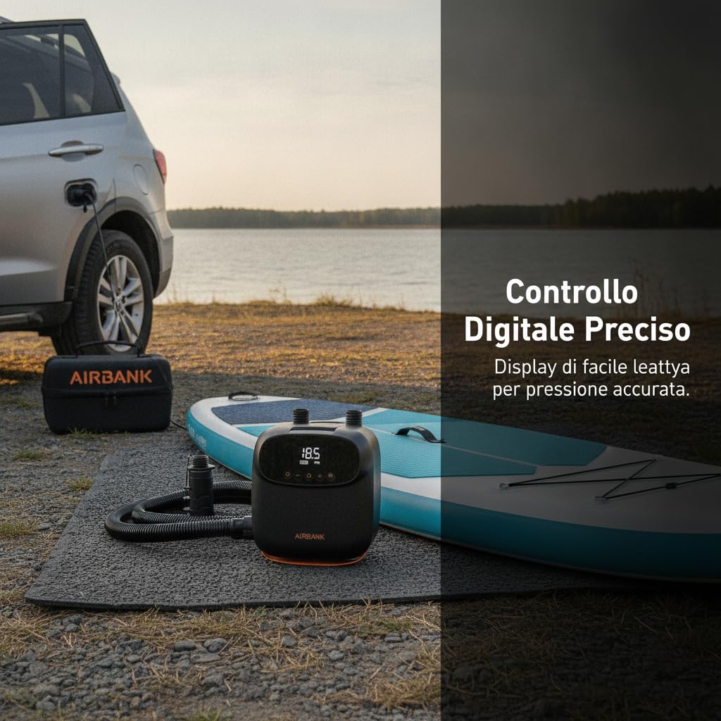 Gonfiatore Elettrico 20 PSI, Gonfiatore a Batteria per Paddle Board, per lago