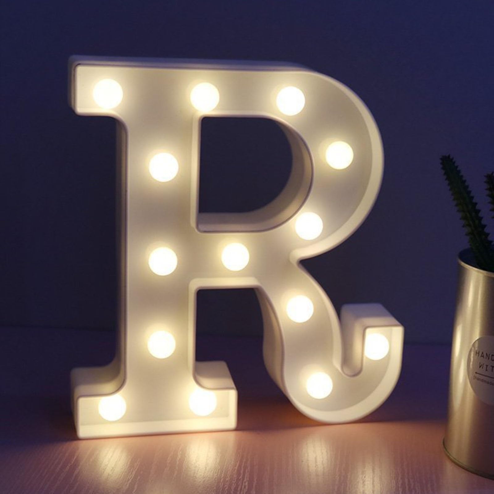 Marquee Letter Lights Sign Warm White LED Light Up Numbers 18th, 30th, 50th Birthday Party for Home Party Wedding Decoration (Color : Letter R, Size : 22.5cm/8.85in)