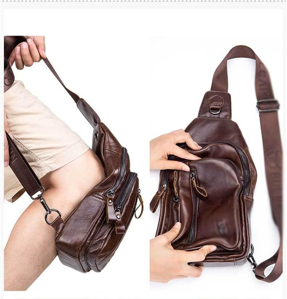 Leather Crossbody Bags Men Small Male Shoulder Bag Casual Men's Music Chest Bags Messenger Bag