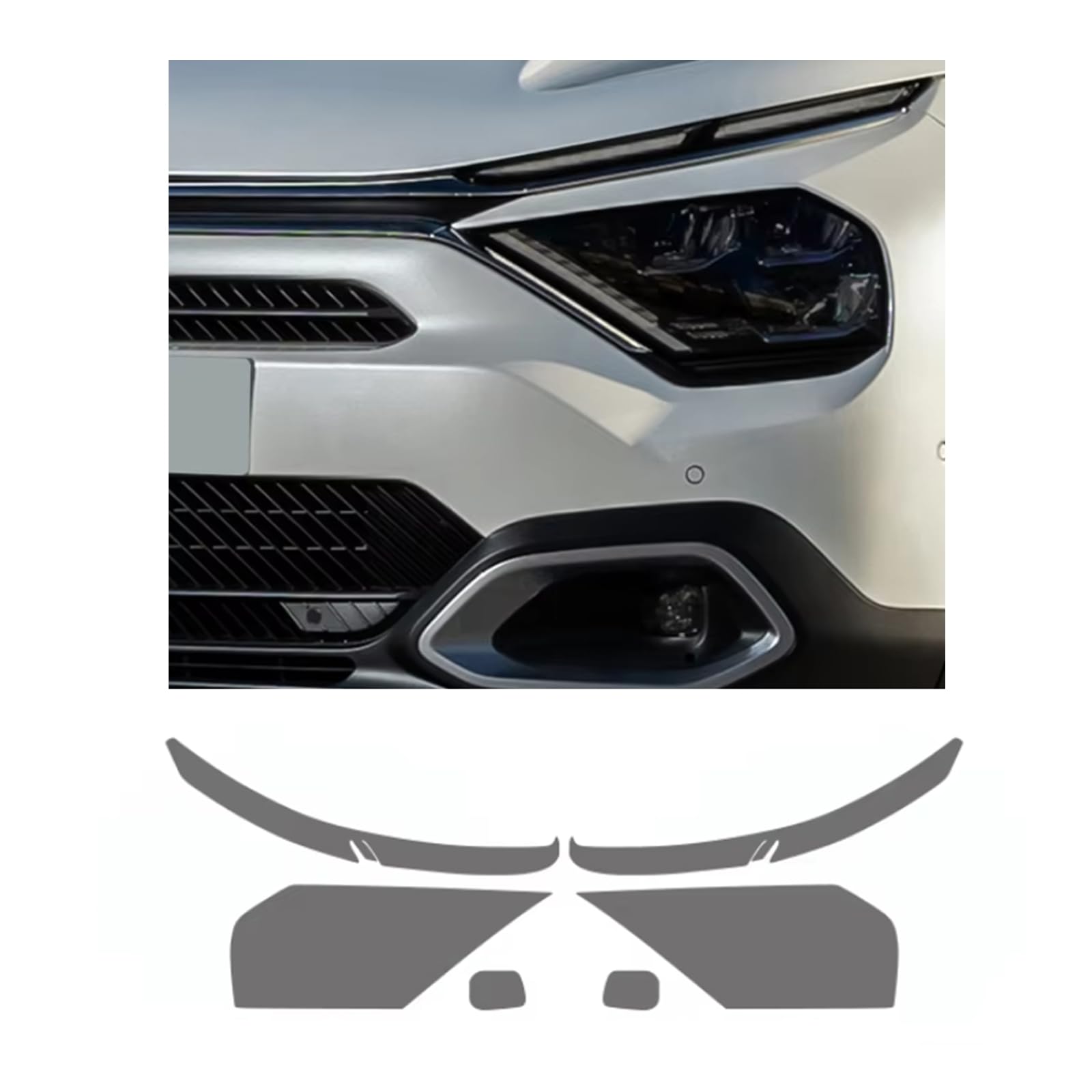 Headlight Film for Citroen C4 2020-2024, 1Set Transparent/Smoke Black Car Headlight TPU Protective Film
