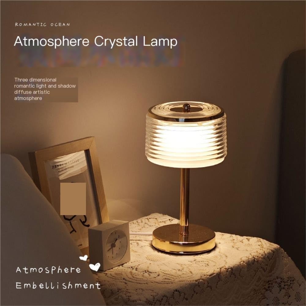 Lampada da tavolo in cristallo, luce notturna da comodino moderna | Paralume in cristallo, alimentazione USB, dimmerabile, stile moderno, luce notturna