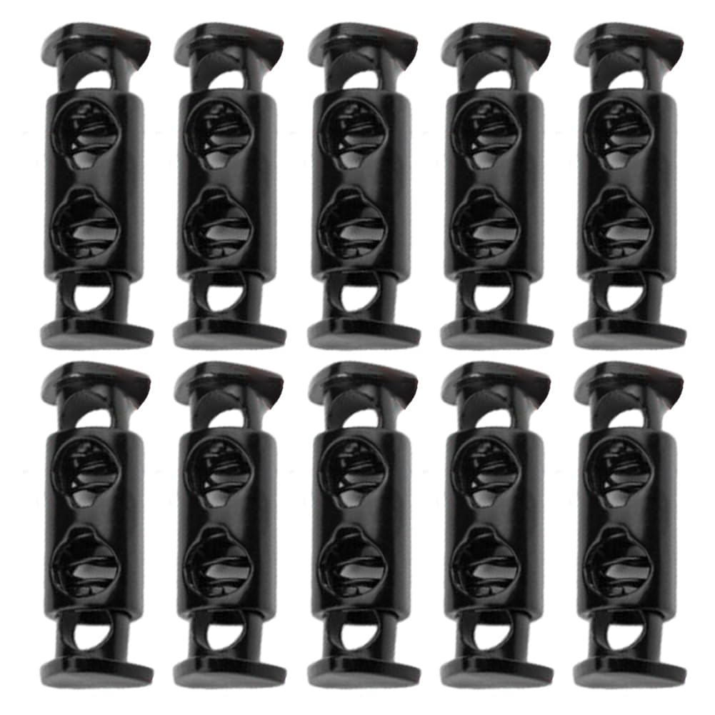 Luxylei 10pcs Cord Lock Spring Loaded Two Hole Toggle Stopper for Luggage, Lanyard, Clothing, Diy Projects, Backpack, Sportswear, Shoelaces