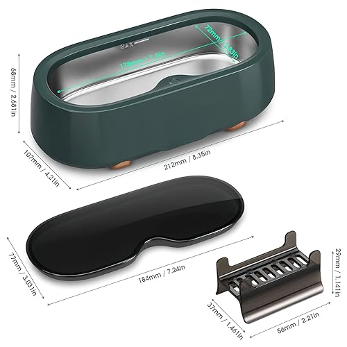 Miniatura 2 de 11.8fl oz limpiador ultrasónico de joyería 47 kHz máquina limpiador ultrasónico para gafas anillos pendientes limpiador máquina para limpiar joyería