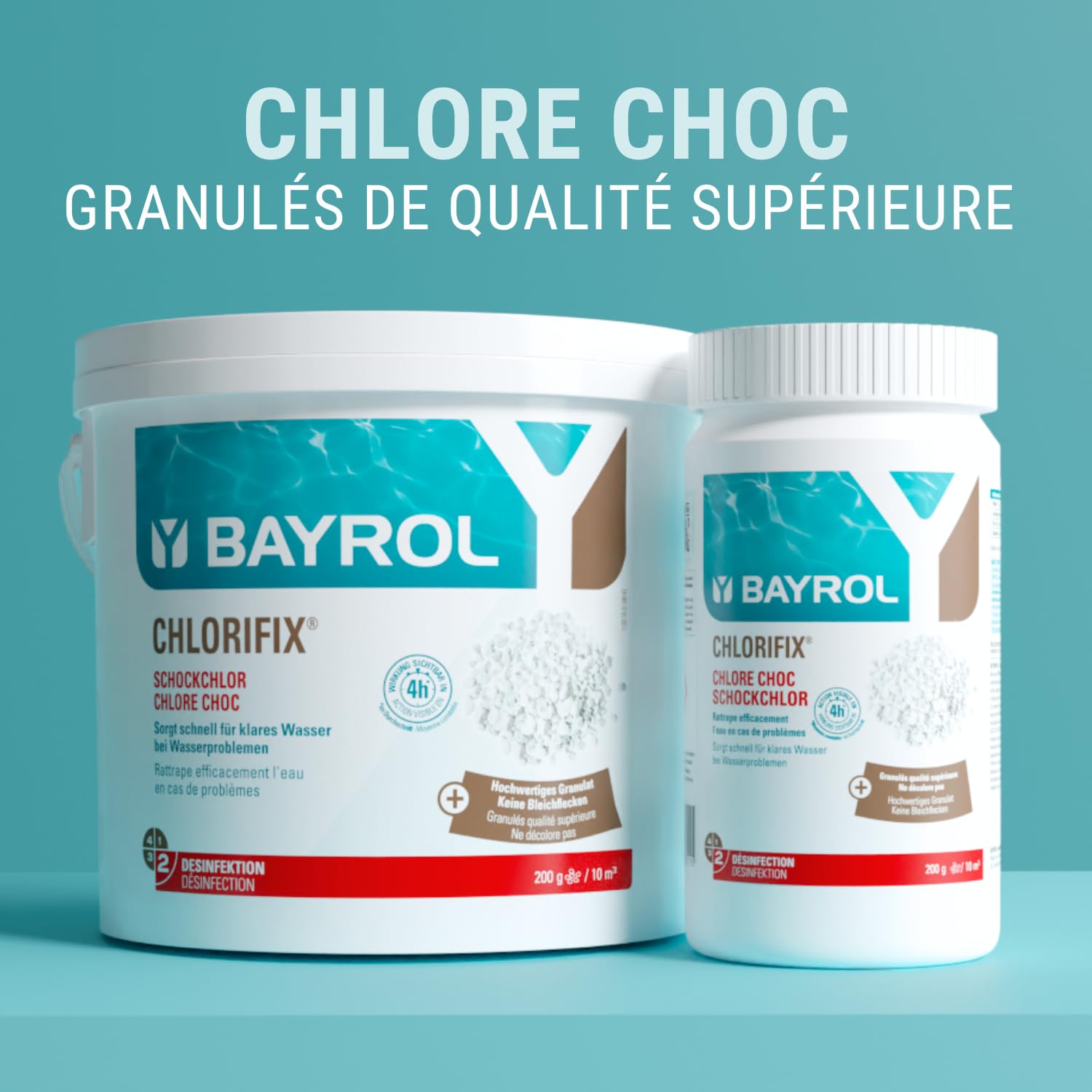 BAYROL Chlorifix® 5 kg - Chlore Choc Piscine Granulés - Désinfection Rapide Eau Verte et Trouble - N'Influence Pas Le pH - Compatible Tous Revêtements