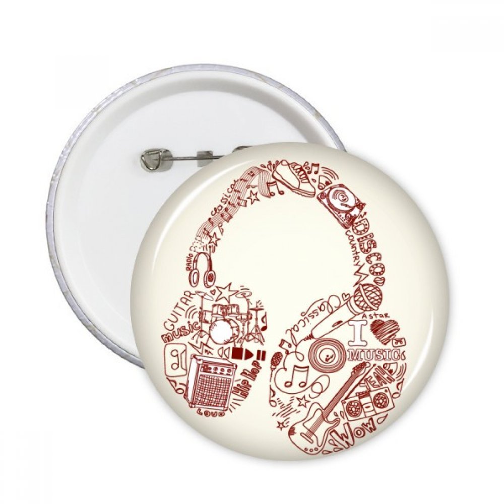 Pins musique avec casque rond DIYthinker accessoire multicolore taille S