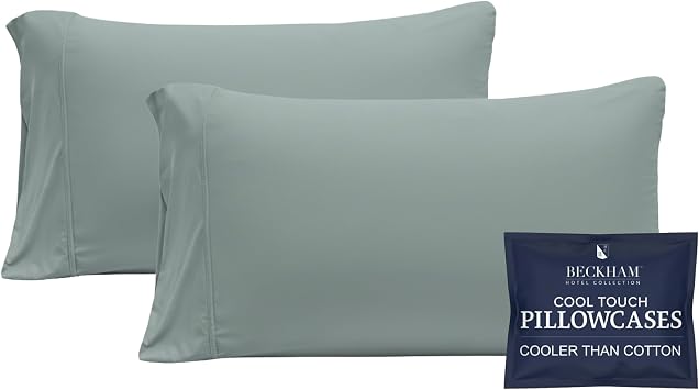 Beckham Hotel Collection Bed Pillowcases Cotton & Cooling, Queen, Gray