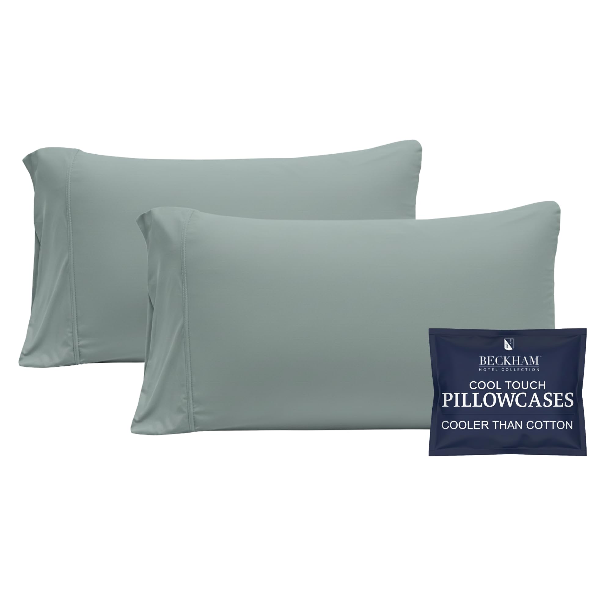 Beckham Hotel Collection Cooling Pillowcases for Hot Sleepers, Standard/Queen Size Set of 2, Cool Bedding, Envelope Closure, Silky Soft, Breathable,