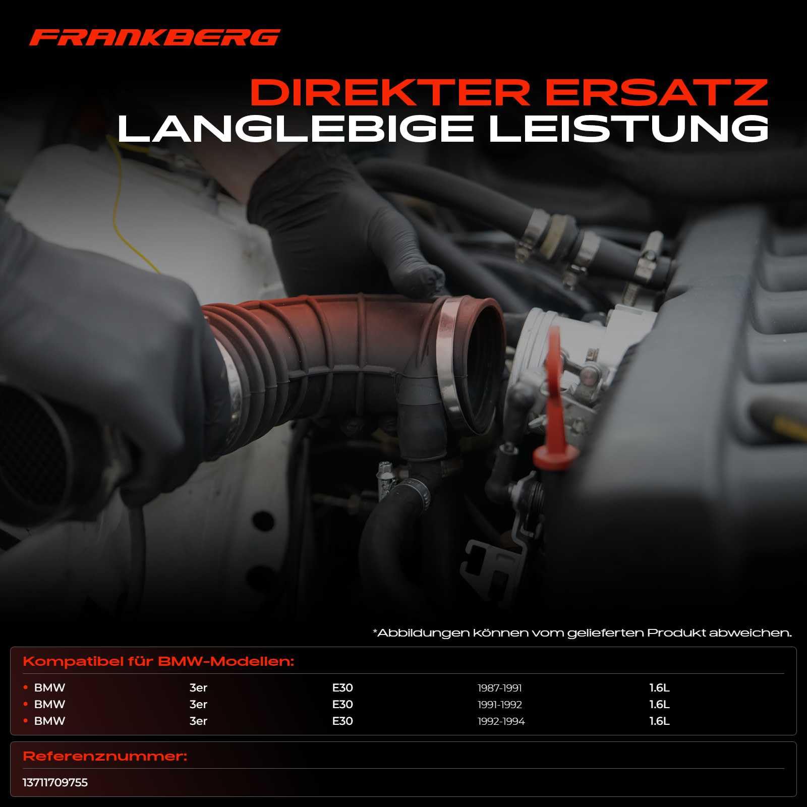 Frankberg Filtro aria a soffietto Compatibile con Serie 3 E30 316i Serie 3 Touring E30 316i Replace# 13711709755