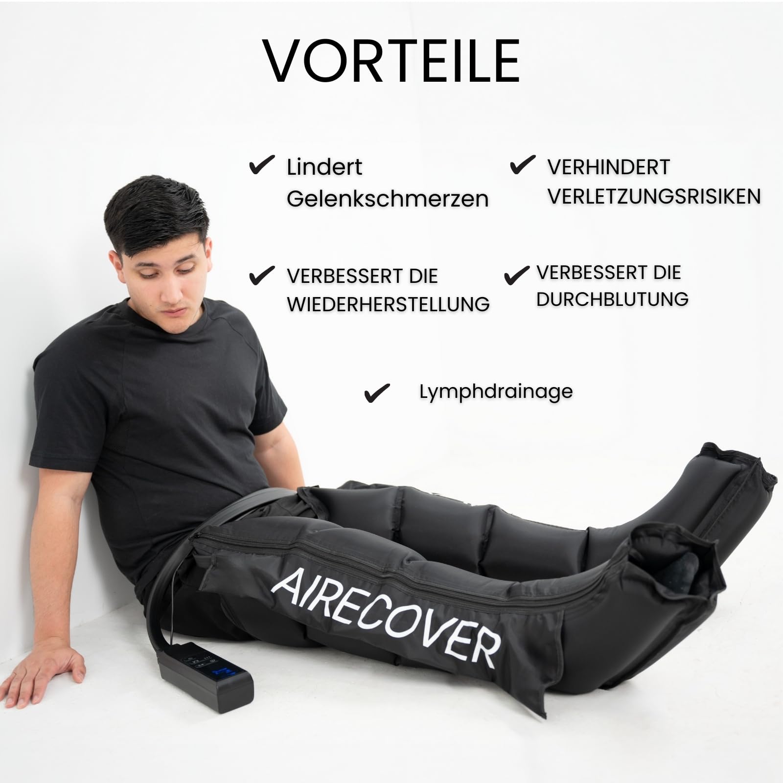 Recovery Boots, Beinmassagegerät Luftkompressionsart für Zuhause – Kompressionsmassage für Beine & Füße gegen Müdigkeit & Schwellung, fördert Durchblutung (L:183-195 CM)