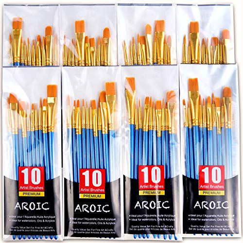 Paint Brush Set, Nylon Hair Brushes for Acrylic Oil Watercolor Painting Artist Professional Painting Kits (80 Pack)