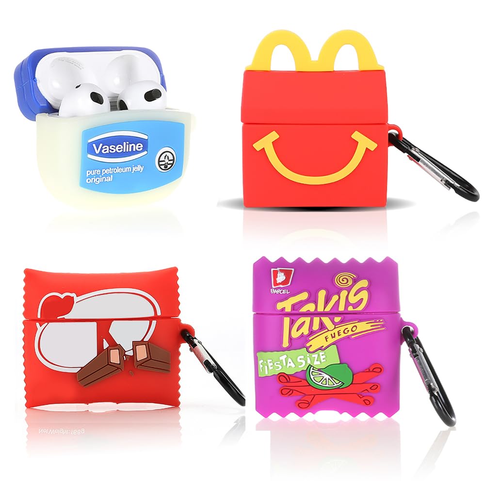 Photo 1 of (4Pack) Case for AirPods 3rd Generation Earbuds (2022), Suublg Silicone Charging Case Protective Cover with Cute Cartoon Skin Design for AirPods 3, with Carabiner