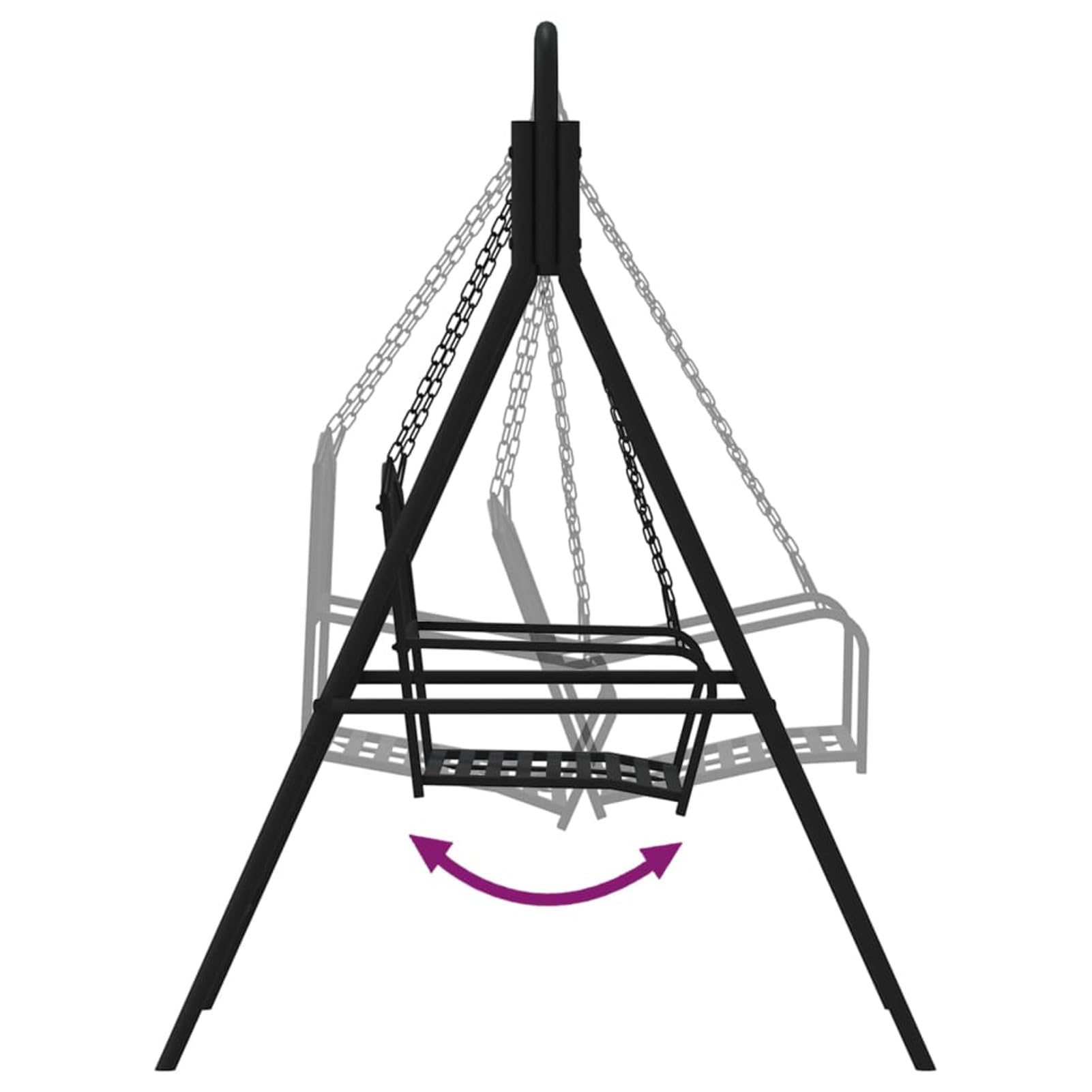 Dondolo 124 cm in Acciaio Nero,Mobili,Mobili da Giardino,Mobili e sedie da Giardino,Panchine da giardino-318832
