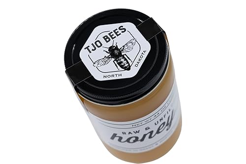 Miniatura 3 de TJO Bees Miel cruda y sin filtrar, tarro de vidrio de 44 onzas