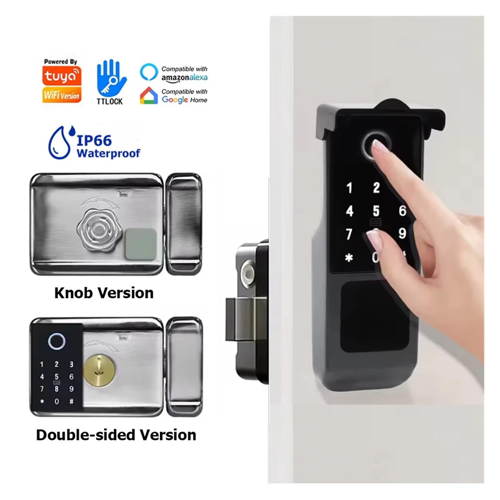 Cerradura Inteligente Tuya IP66, Resistente al Agua, WiFi, Doble Cerradura(No App(Remote))