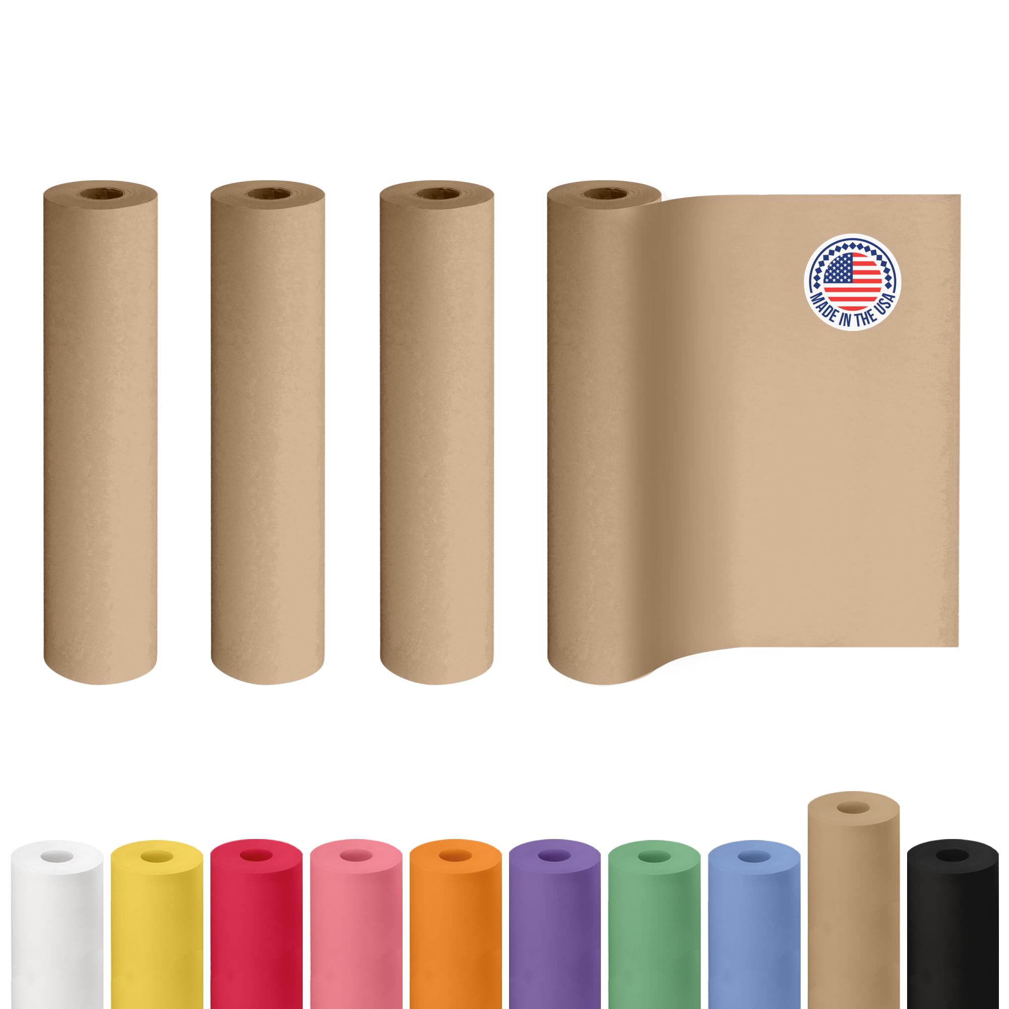 IDL Packaging Braune Kraftpapierrolle, 61 x 54,9 m, 13,6 kg (6 Stück) – Qualitätspapier zum Verpacken, Umzug, Versand, Basteln – 100 % recycelbares natürliches Kraftpapier-Geschenkpapier