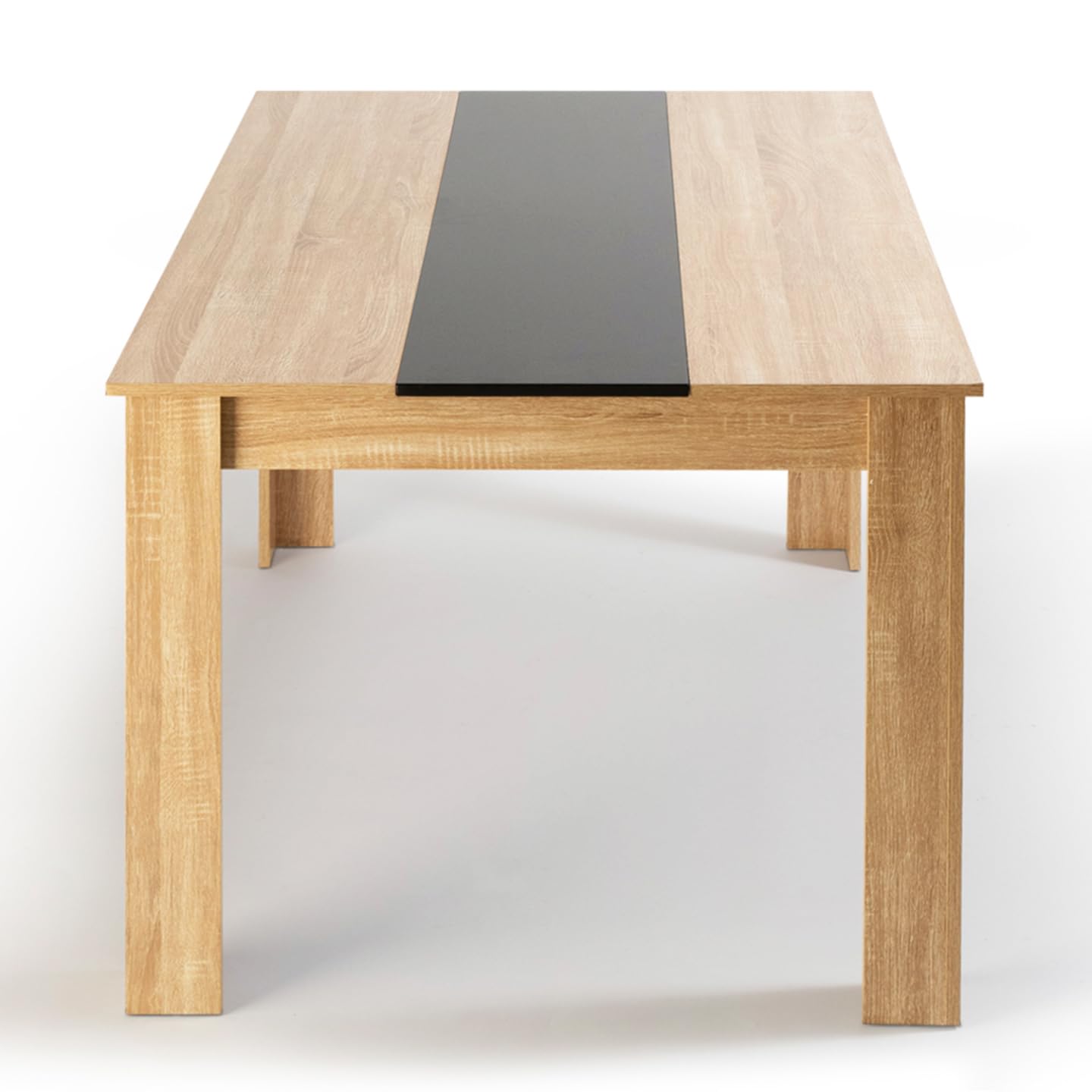 IDMarket - Ensemble Table à Manger Georgia 140 cm Imitation hêtre et Noire et 6 chaises Romane Noires