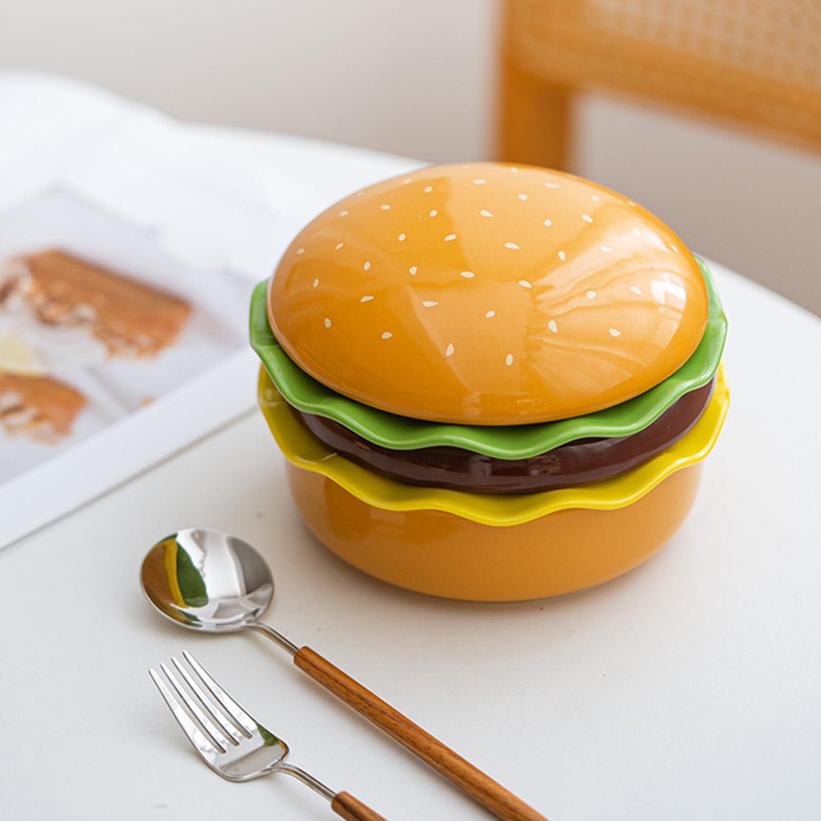 Platos para Hamburguesa Vajilla de Cerámica Apta para Microondas | Set de vajilla, cuencos y platos Comida Aperitivos Postre Comidas Hogar Cocina Restaurante Camping Barbacoa Vacaciones