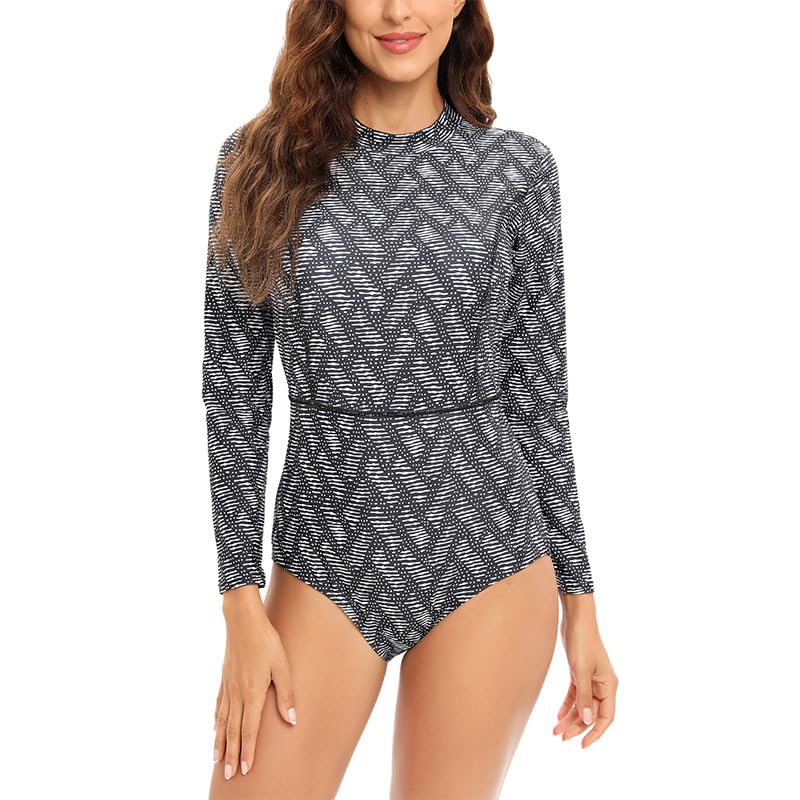 Maillot de bain une pièce manches longues floral anti-UV pour nager protégée