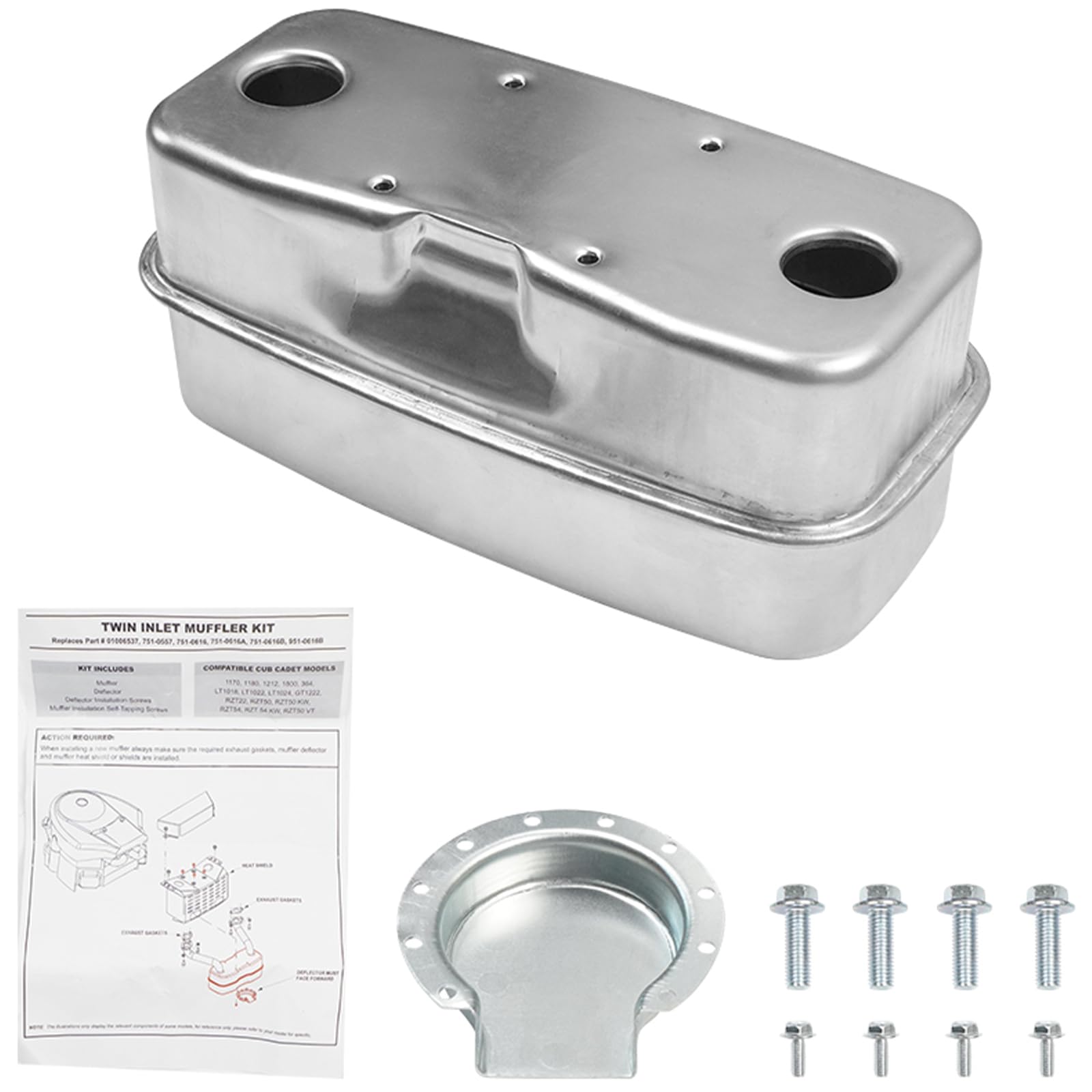 Silencieux d'échappement de rechange, installation facile, double entrée d'échappement pour tondeuse en alliage GT1222 RZT22 RZT54 751-0616B 951-0616B