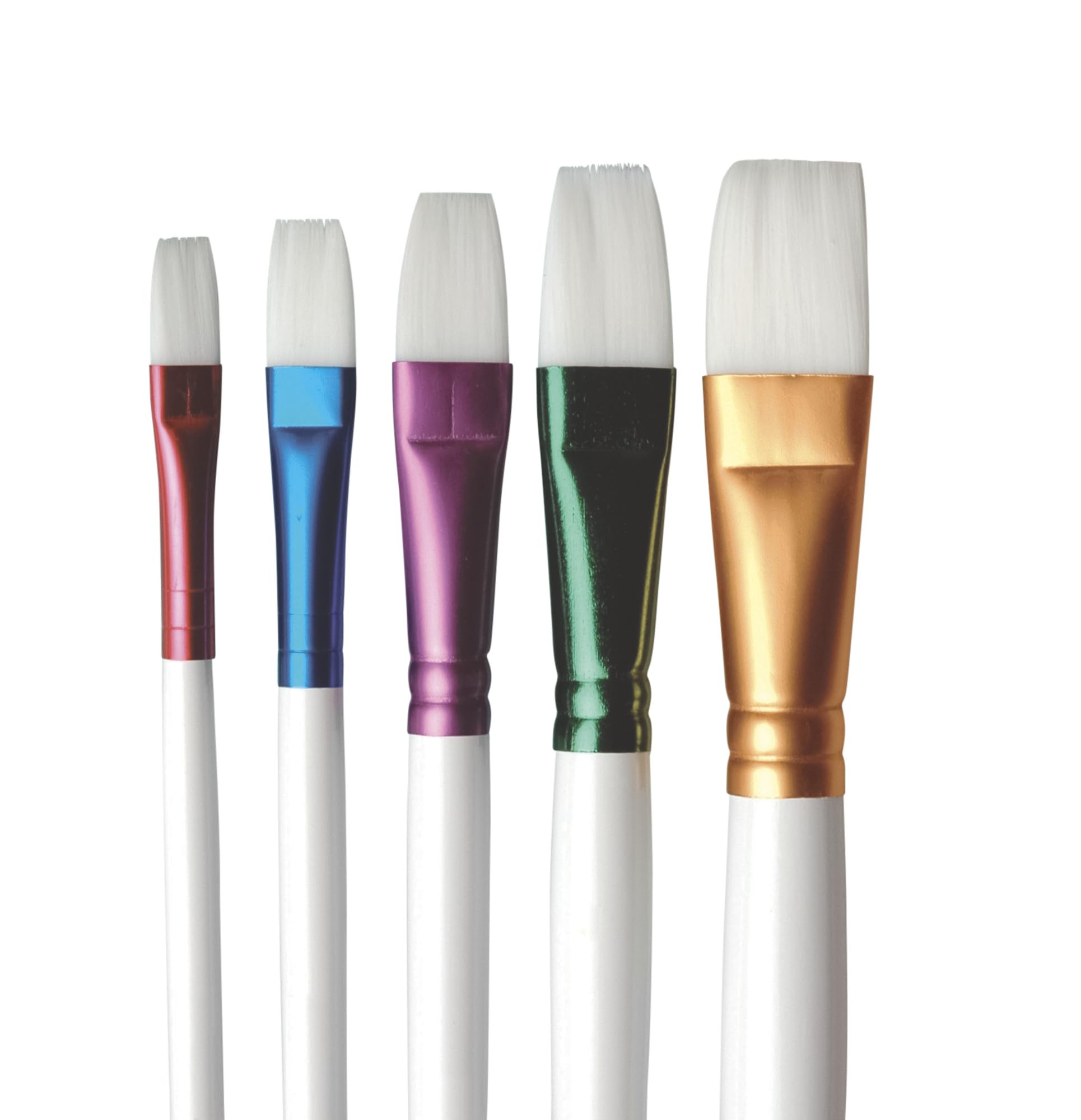 Sax True Flow Spectrum Watercolor Paint Brushes, Flat, Assorted Sizes, Set of 5