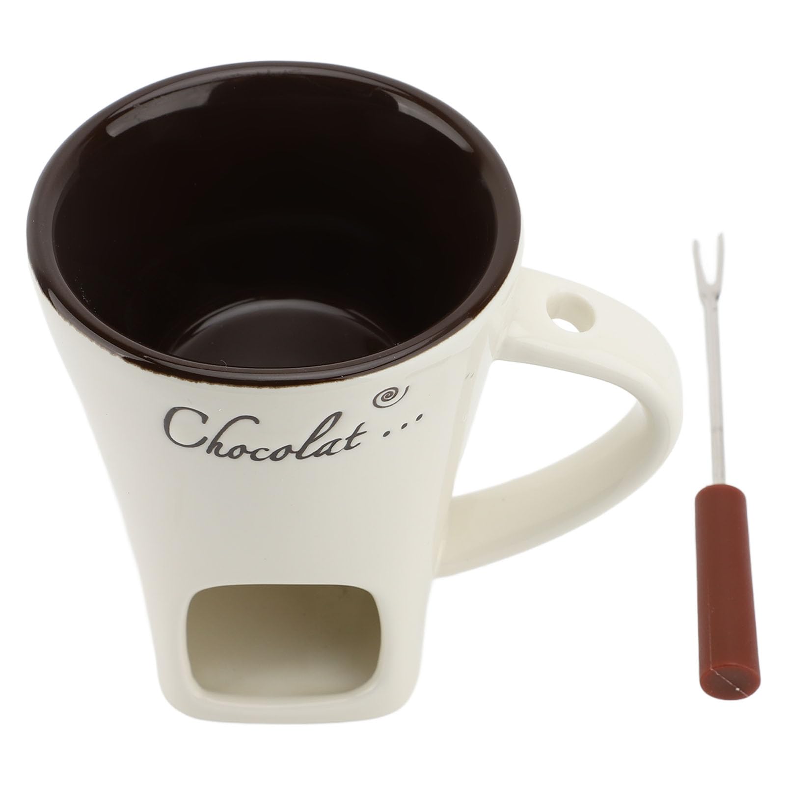 Eujgoov Chocolate Fondue Mug Ceramic Cheese Warmer Butter Melting Pot for Dessert Fondues (White)